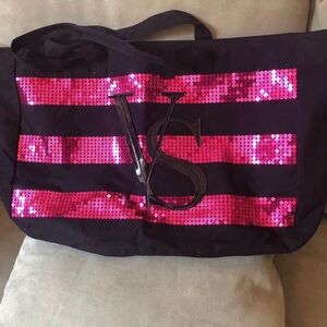Victoria’s Secret Bag with Pink Sequin Stripes